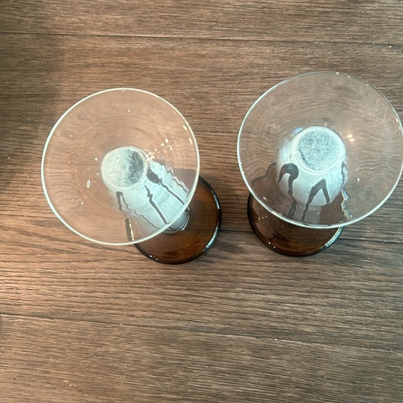 Handblown Amber candleholders. 10 inches tall by 4 inches wide. - Picture 7 of 7